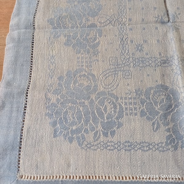 4 db antik, damaszt szalvéta, terítő, monogramos,  34 x 32 cm