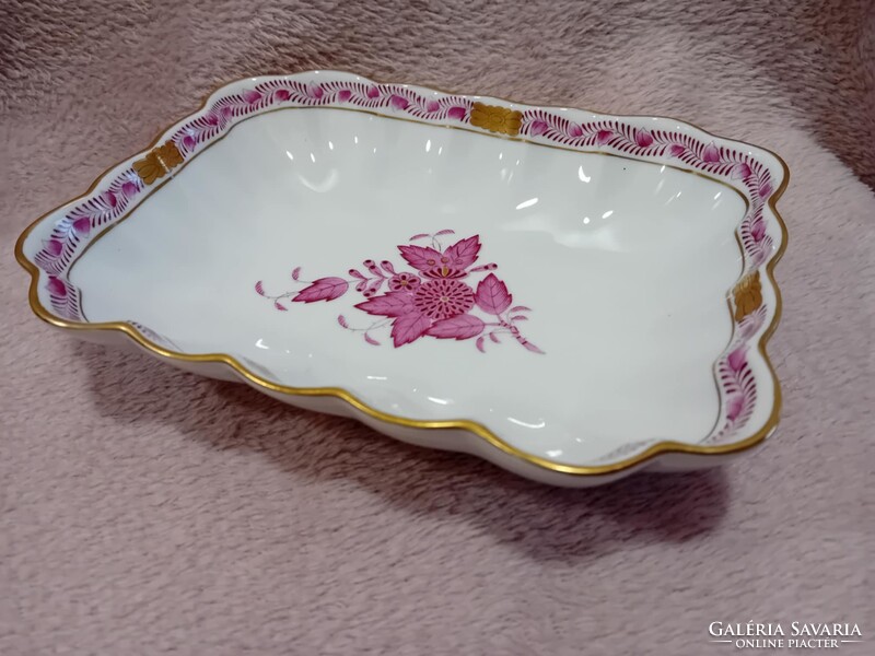 2500/76 Herendi porcelán Apponyi Purpur mintás hullámos szélű tál
