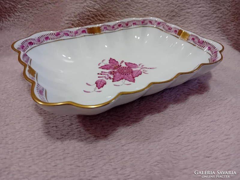 2500/76 Herendi porcelán Apponyi Purpur mintás hullámos szélű tál