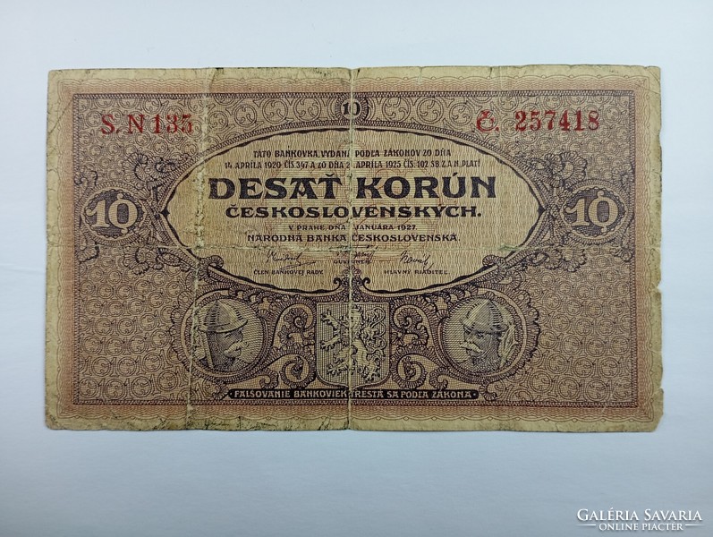 Csehszlovák 10 korona 1927