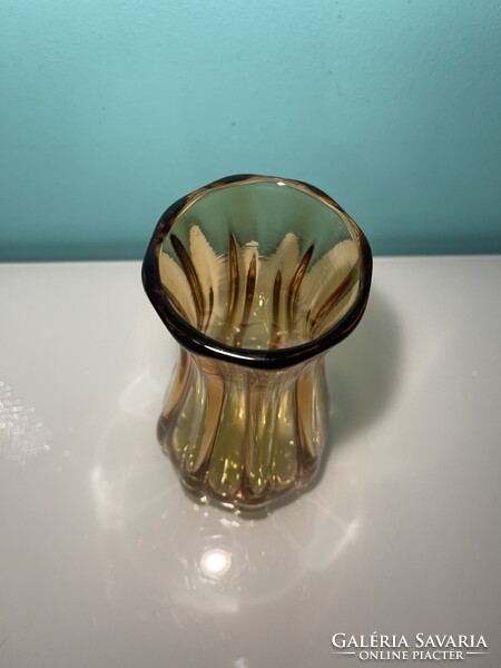 Archimede Seguso murano borostyán színű csodaszép váza