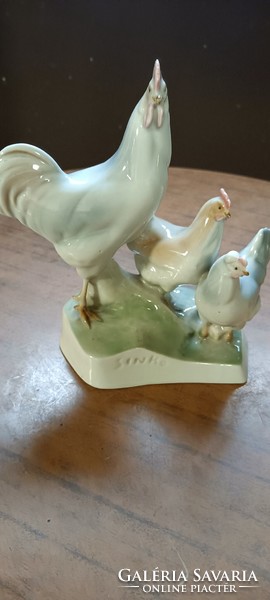 Zsolnay porcelán tyúkudvar/baromfi udvar Sinkó