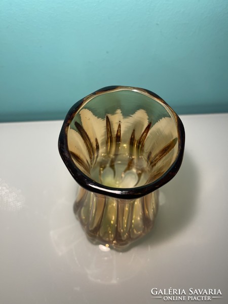 Archimede Seguso murano borostyán színű csodaszép váza