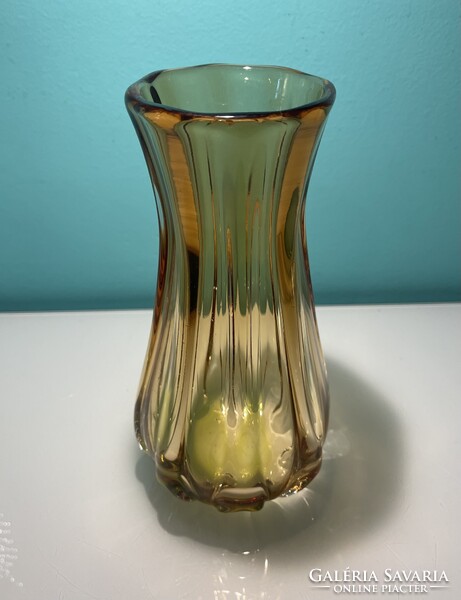 Archimede Seguso murano borostyán színű csodaszép váza