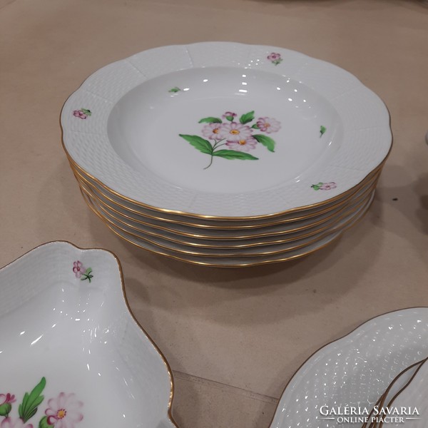 6 személyes Herendi Map virágmintás porcelán étkészlet. 26 db.