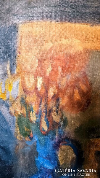 Gráber Margit:Ruhát varró lány csendélettel 90x80