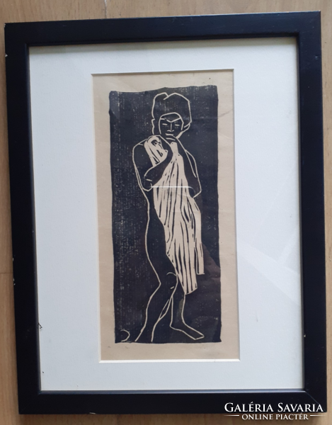 Nő lepellel, ismeretlen fametszet Emil Nolde modorábanl
