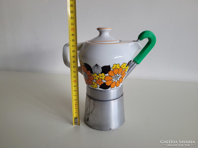 Régi retro nagyobb méretű Hollóházi porcelán kotyogós kávéfőző