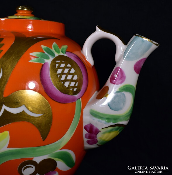 1960 körül DULEVO SZOVJET HATALMAS ARANYOZOTT PORCELÁN TEÁSKANNA