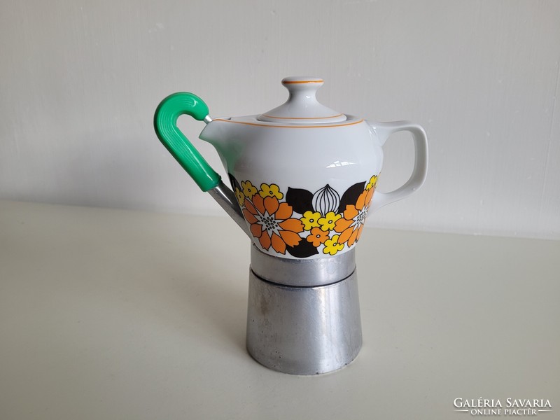 Régi retro nagyobb méretű Hollóházi porcelán kotyogós kávéfőző