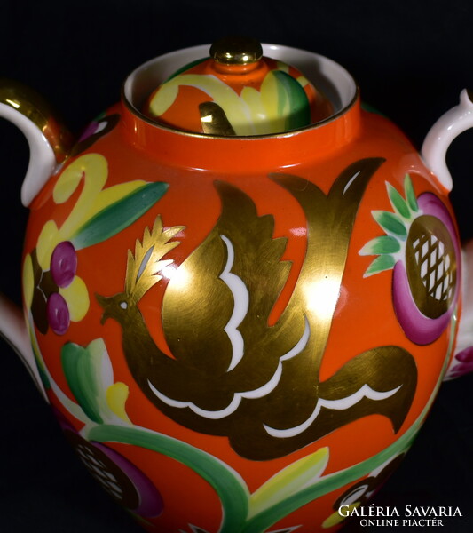 1960 körül DULEVO SZOVJET HATALMAS ARANYOZOTT PORCELÁN TEÁSKANNA