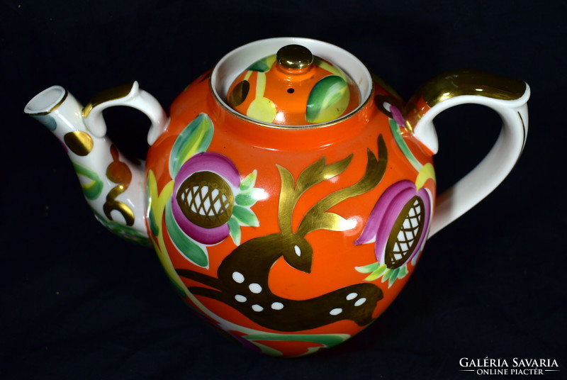 1960 körül DULEVO SZOVJET HATALMAS ARANYOZOTT PORCELÁN TEÁSKANNA