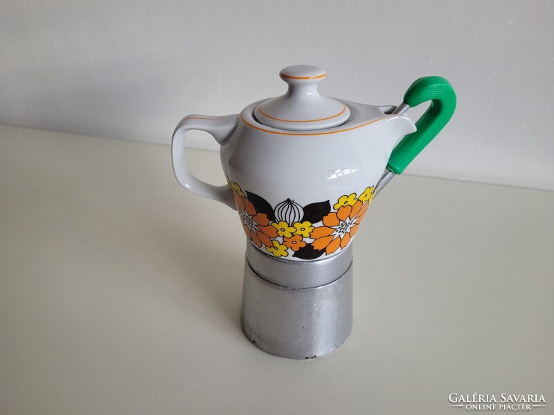 Régi retro nagyobb méretű Hollóházi porcelán kotyogós kávéfőző