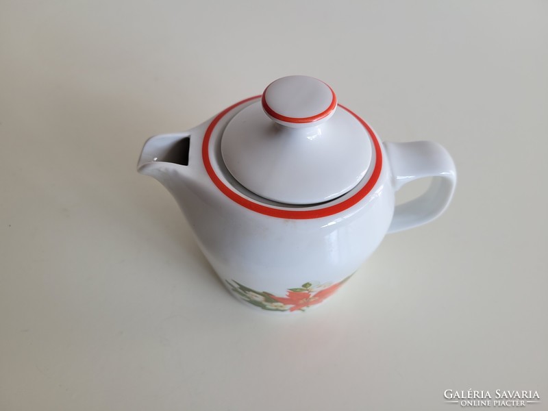 Retro Hollóházi kotyogós kávéfőző mikulás virágos régi porcelán kiöntő