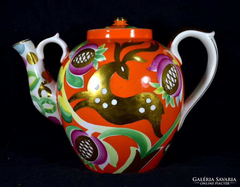 1960 körül DULEVO SZOVJET HATALMAS ARANYOZOTT PORCELÁN TEÁSKANNA