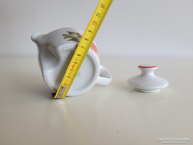 Retro Hollóházi kotyogós kávéfőző mikulás virágos régi porcelán kiöntő
