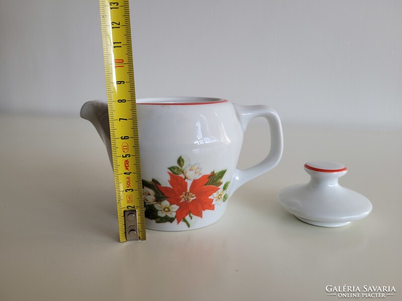Retro Hollóházi kotyogós kávéfőző mikulás virágos régi porcelán kiöntő