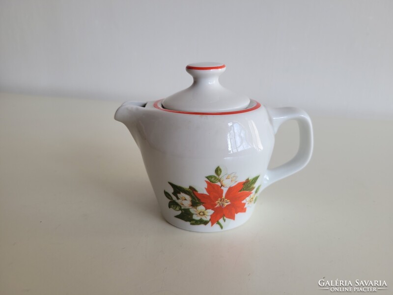 Retro Hollóházi kotyogós kávéfőző mikulás virágos régi porcelán kiöntő