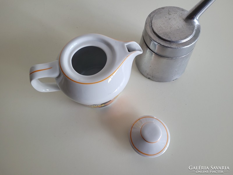 Régi retro nagyobb méretű Hollóházi porcelán kotyogós kávéfőző