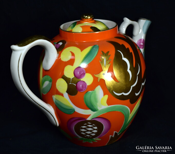 1960 körül DULEVO SZOVJET HATALMAS ARANYOZOTT PORCELÁN TEÁSKANNA