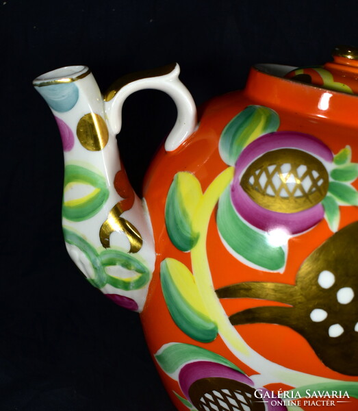1960 körül DULEVO SZOVJET HATALMAS ARANYOZOTT PORCELÁN TEÁSKANNA