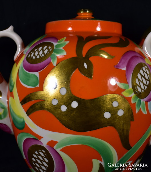 1960 körül DULEVO SZOVJET HATALMAS ARANYOZOTT PORCELÁN TEÁSKANNA