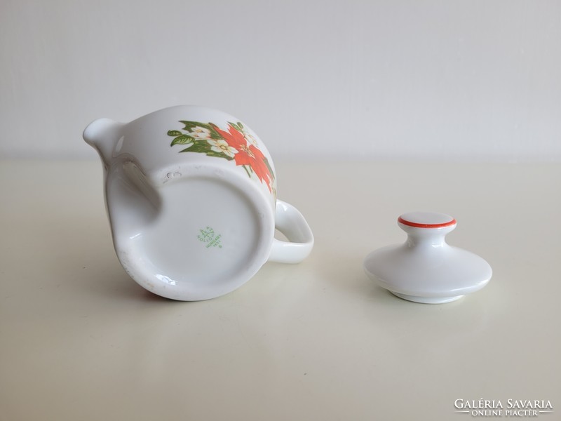 Retro Hollóházi kotyogós kávéfőző mikulás virágos régi porcelán kiöntő