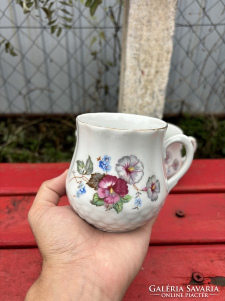 Zsolnay virágos hasas  bögre csésze  findzsa nagymama kincse porcelán lakásdekoráció