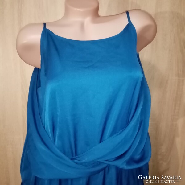 PROMOD kék dupla hatású vállain díszítéses alkalmi ruha 40/42