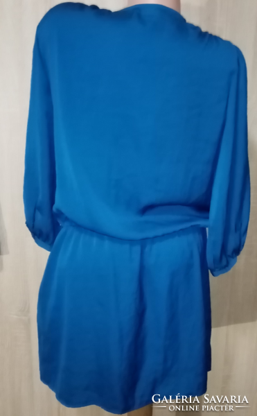 PROMOD kék dupla hatású vállain díszítéses alkalmi ruha 40/42