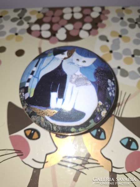 Goebel Rosina Wachtmeister Artis-Orbis Micia és Micio porcelán macska csecsebecsés doboz