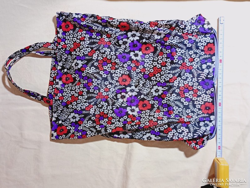 Műanyag nylon cekker virágos nejlon bevásárló szatyor pénztárcás retro