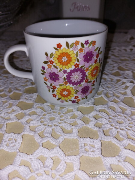 Alföldi tűzvirágos porcelán bögre, csésze