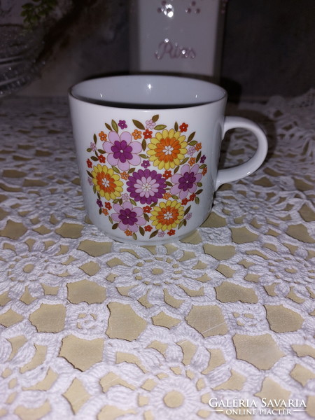 Alföldi tűzvirágos porcelán bögre, csésze