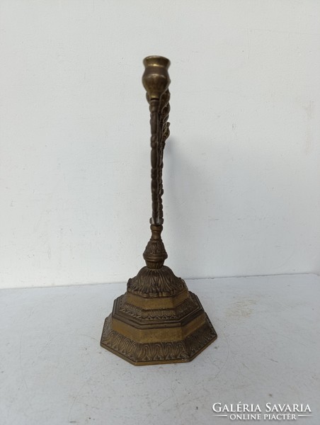 Antik menora judaika nagy réz zsidó gyertyatartó 7 ágú menóra lábán öntési anyaghiba repedés 527