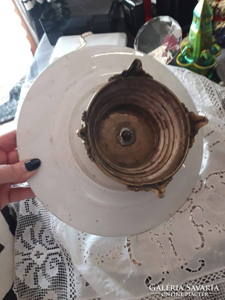 Copeland  Tivadar antik porcelán tortatál fém talpon
