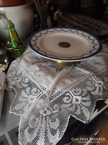 Copeland  Tivadar antik porcelán tortatál fém talpon