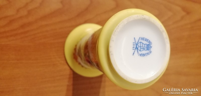 Herendi sárga fond tükrös medalion dekoros bonbonierek + váza