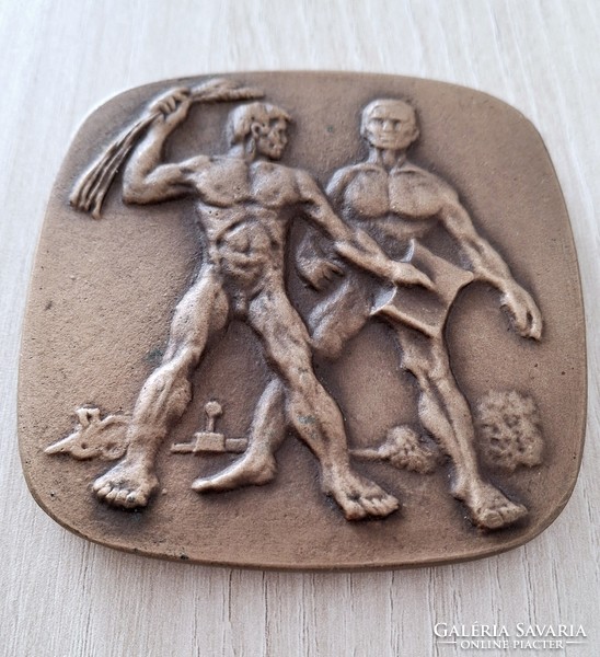 'NAGYVÁTHY JÁNOS 1755-1819 KÉTOLDALAS BRONZ PLAKETT (78X80MM) 1970