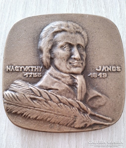 'NAGYVÁTHY JÁNOS 1755-1819 KÉTOLDALAS BRONZ PLAKETT (78X80MM) 1970