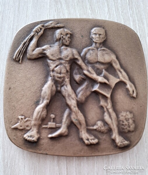 'NAGYVÁTHY JÁNOS 1755-1819 KÉTOLDALAS BRONZ PLAKETT (78X80MM) 1970