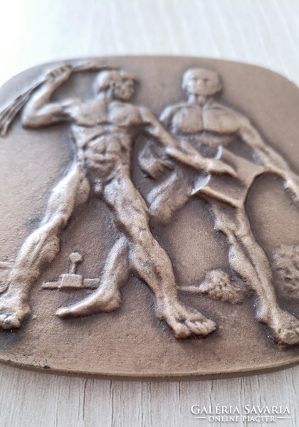'NAGYVÁTHY JÁNOS 1755-1819 KÉTOLDALAS BRONZ PLAKETT (78X80MM) 1970