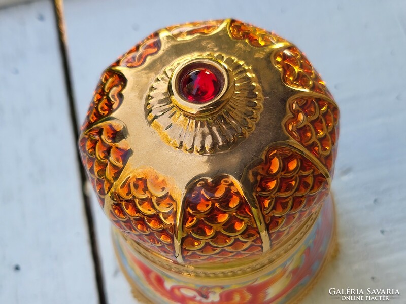 House of Fabergé_Franklin Mint_The Firebird_Tűzmadár_porcelán, zenélő ékszerdoboz, 24 k aranyozással