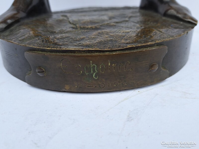 Eredeti antik nagy méretű Emile Louis Picault (1833-1915) "L'escholier" című férfi bronz szobor