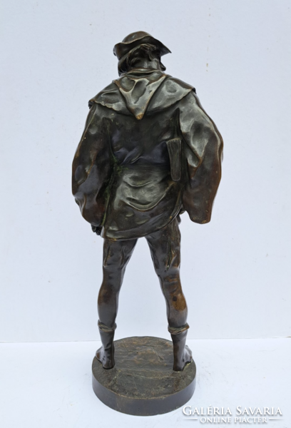 Eredeti antik nagy méretű Emile Louis Picault (1833-1915) "L'escholier" című férfi bronz szobor