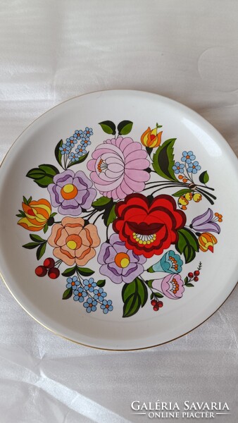 Kalocsa porcelán fali tányér, kézzel festett