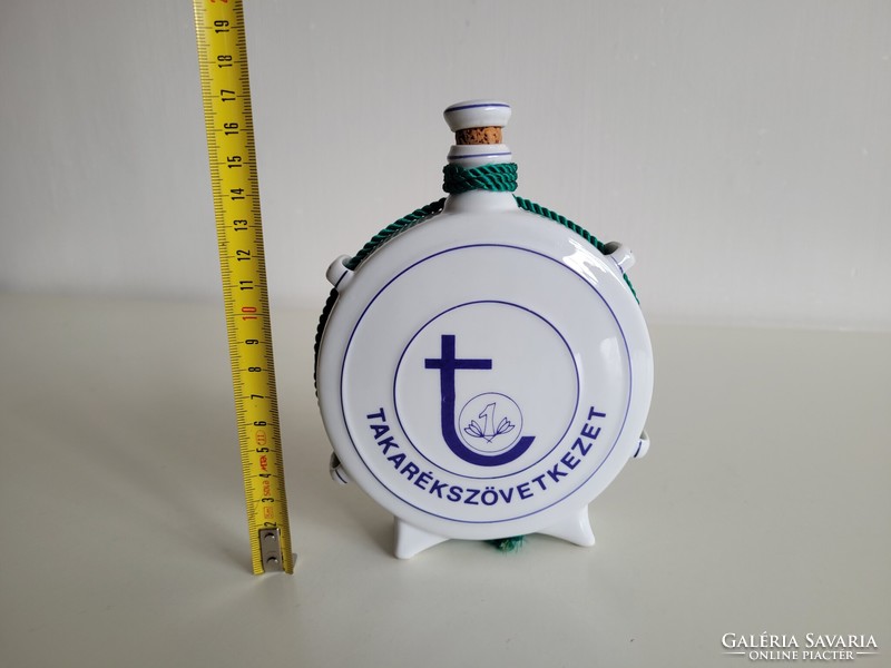Régi retro Hollóházi porcelán kulacs Takarékszövetkezet