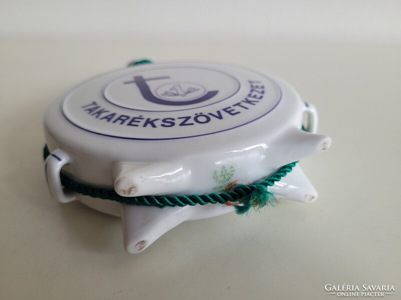 Régi retro Hollóházi porcelán kulacs Takarékszövetkezet