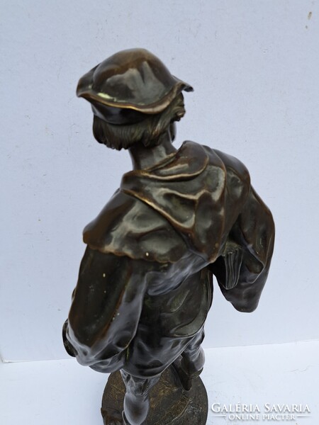 Eredeti antik nagy méretű Emile Louis Picault (1833-1915) "L'escholier" című férfi bronz szobor