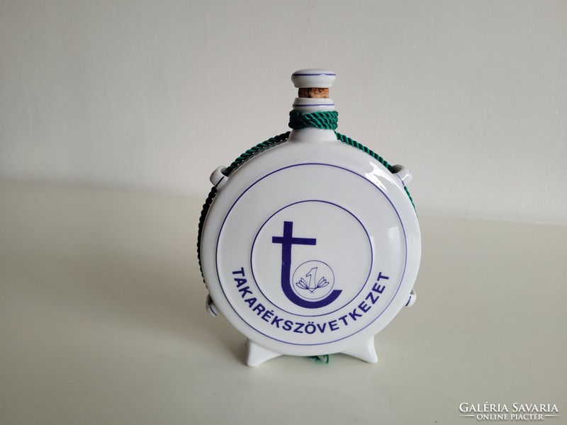 Régi retro Hollóházi porcelán kulacs Takarékszövetkezet